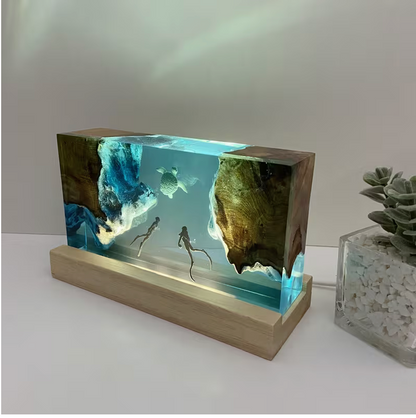 Taucher und Schildkröten Harzlampe